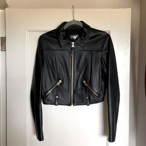 Mackage lamb leather cropped jacket